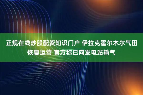 正规在线炒股配资知识门户 伊拉克霍尔木尔气田恢复运营 官方称已向发电站输气